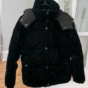 Dark Green Velvet Puffer